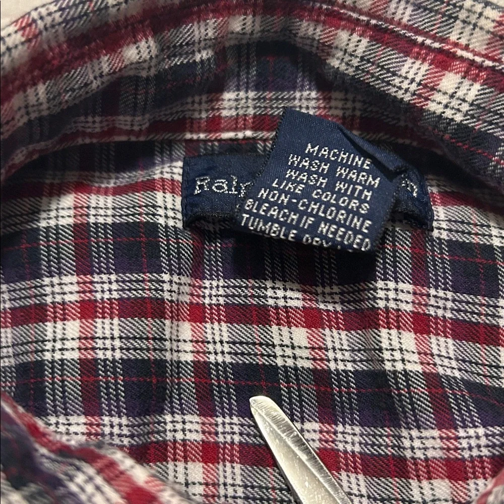Ralph Lauren Boys Long Sleeve Button Up Shirt Red Blue White Plaid Shirt Holiday